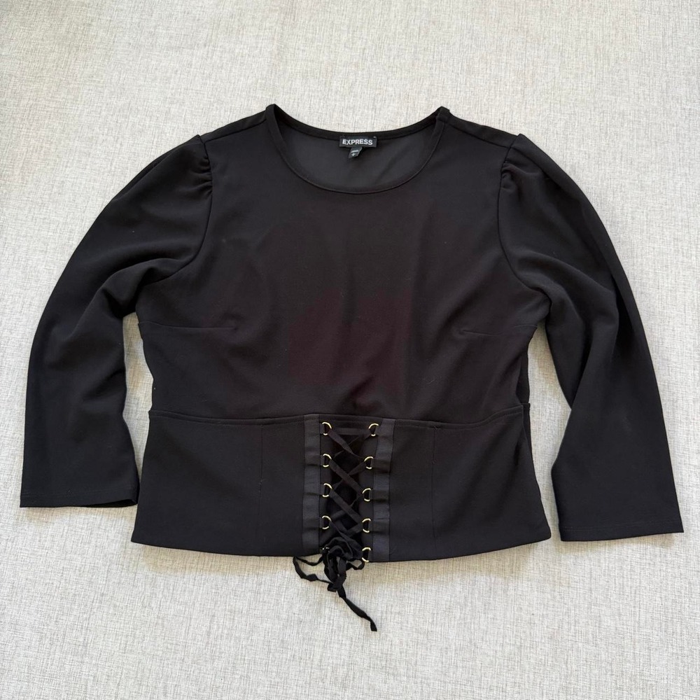 Express Top Women's Large whimsigoth black witchy Victorian lace up corset